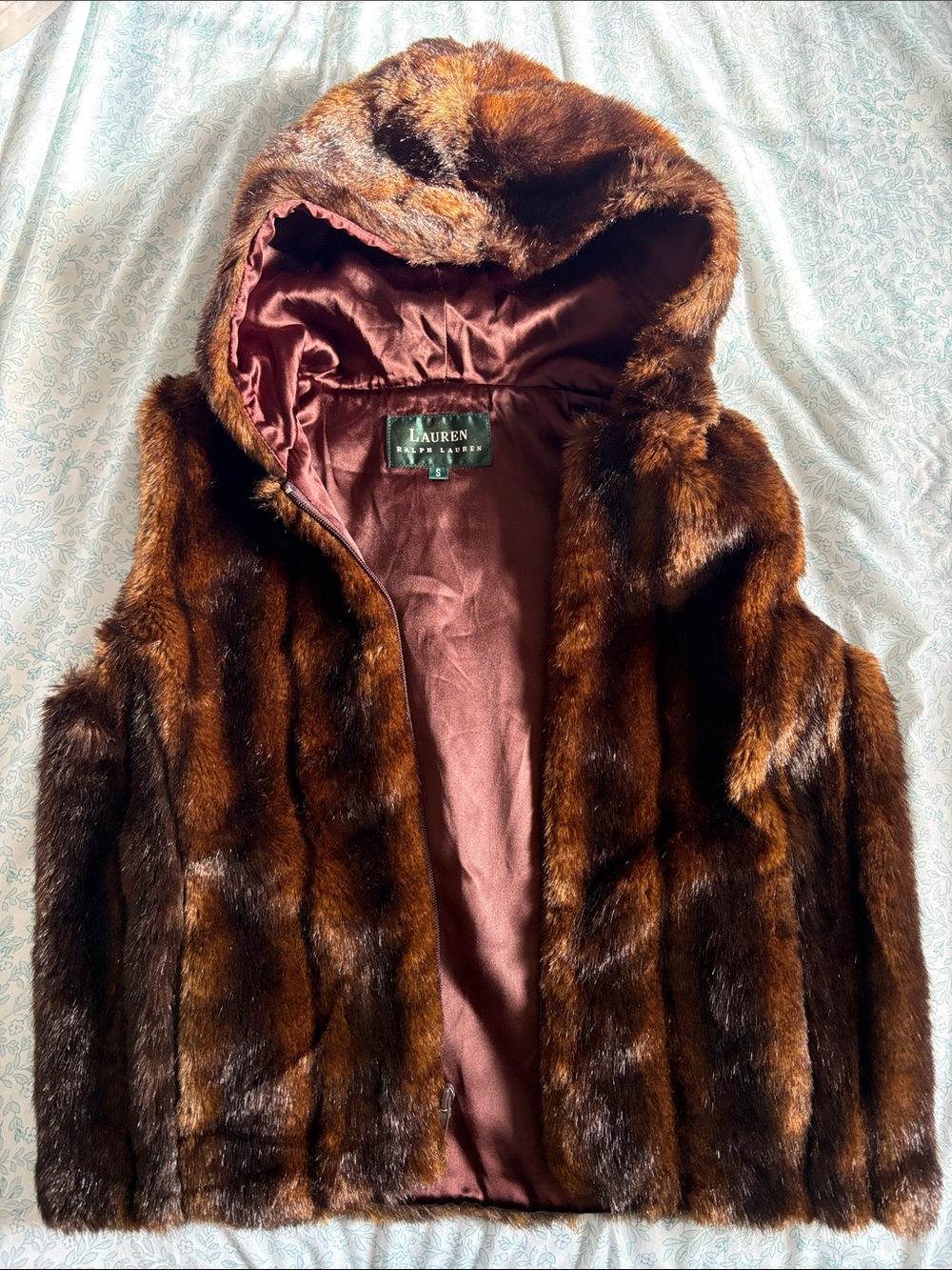 Lauren Ralph Lauren Brown Faux Fur Hooded Coat